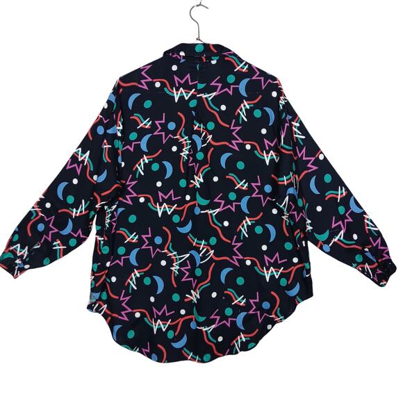 VTG 90's E. TEE Colorful Confetti Print Shirt Size Medium Oversized Long Sleeve - Picture 6 of 9